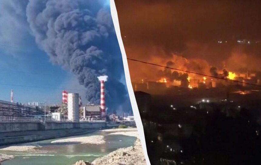 Туапсе – После атаки дронов на НПЗ бушует сильный пожар