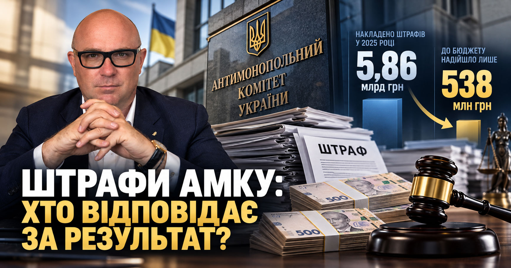 Штрафи АМКУ у 2025 році зросли в 5,7 раза, надходження до бюджету — 538 млн грн, — адвокат Богатир